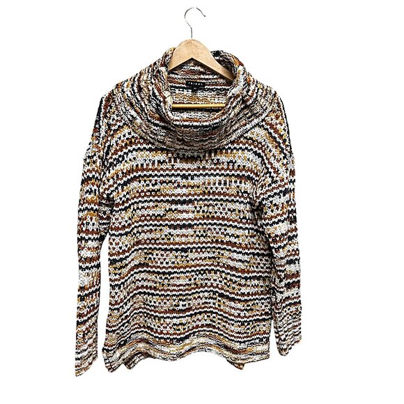 Tribal Autumn Color Chunky Neck Knit Sweater Top Size S - Picture 1 of 7